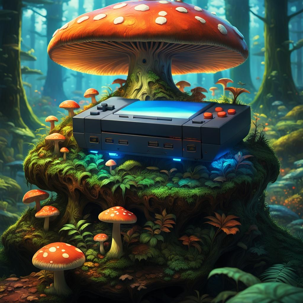 Nintendo Console in a Fantasy Forest, Matte Painting