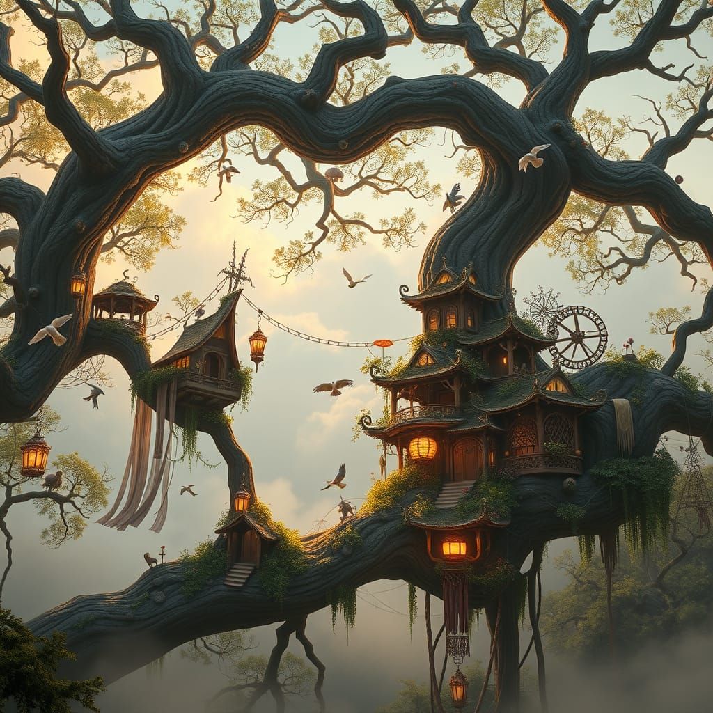 Ethereal Fantasy World Thrives Amidst Ancient Trees