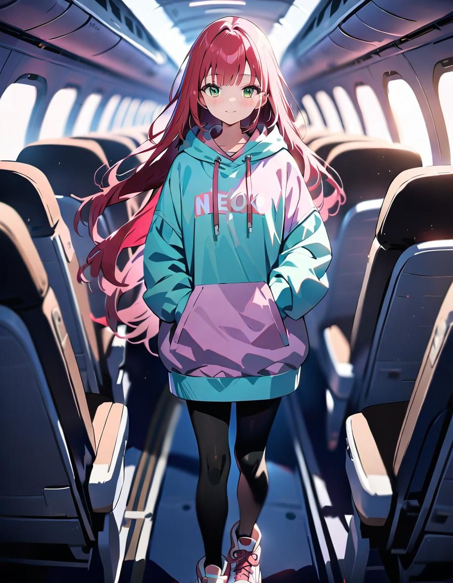Petite Girl in Oversized Hoodie with Cel Shading