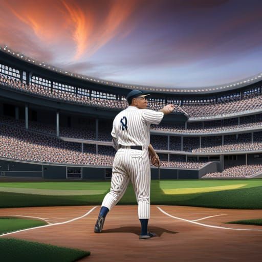 Babe Ruth Points to Center Field: Matte Painting