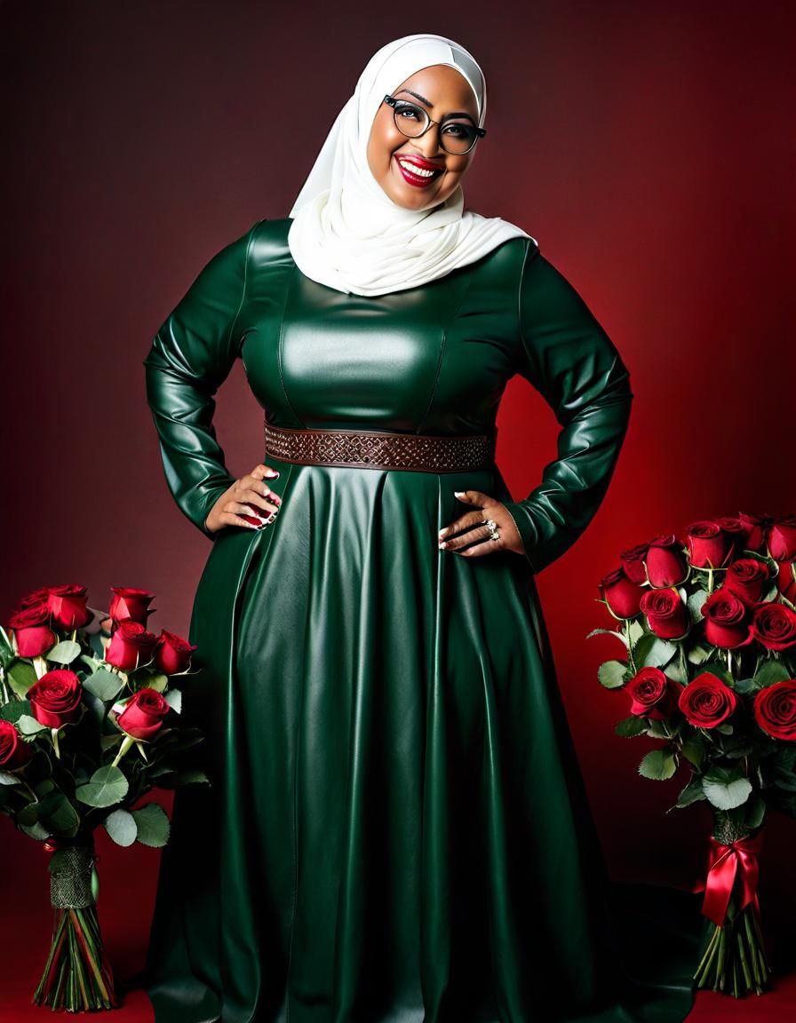 Detailed Portrait of Smiling Woman with Roses