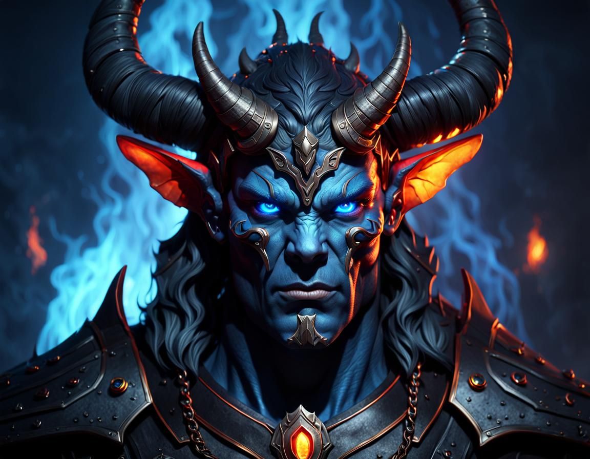 Intricate Demon Portrait in Dark Fantasy Style