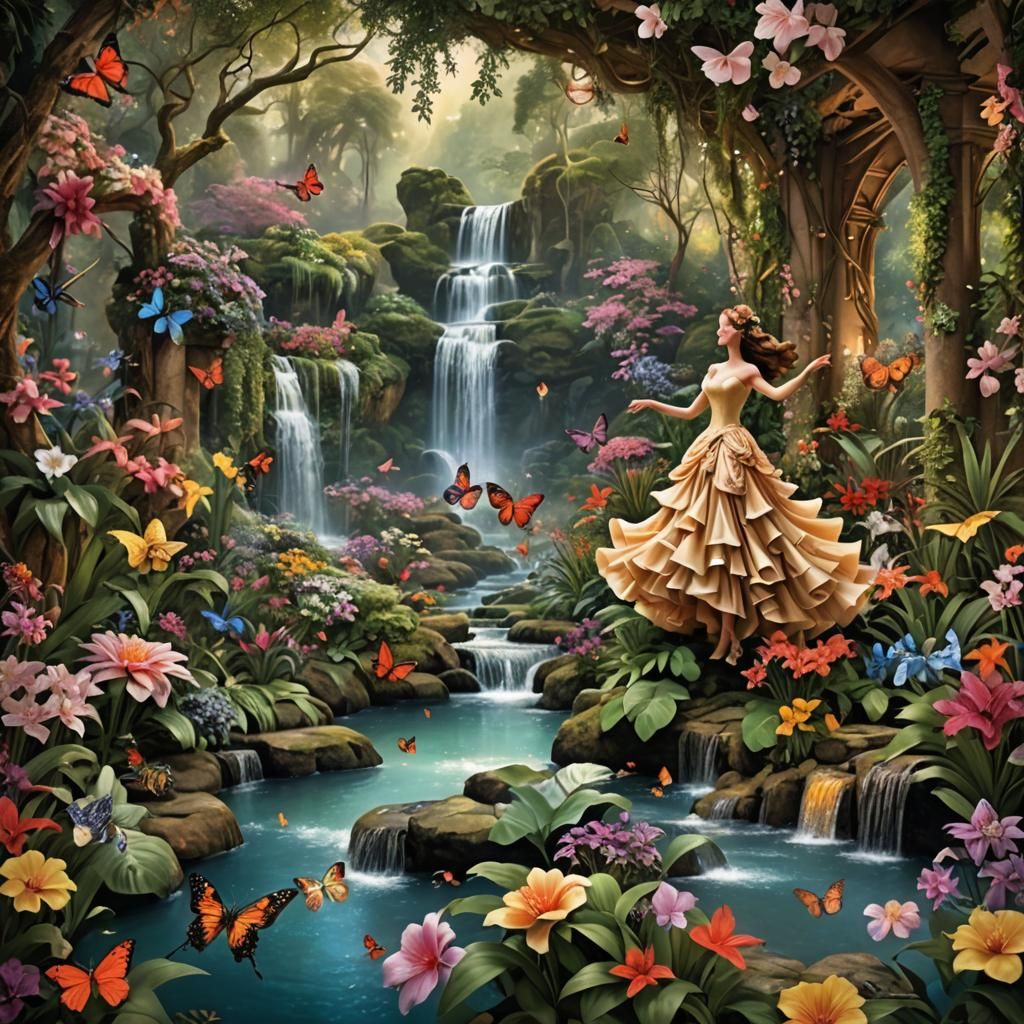 Enchanted Garden Soirée: A Botanical Wonderland in Matte Pai...