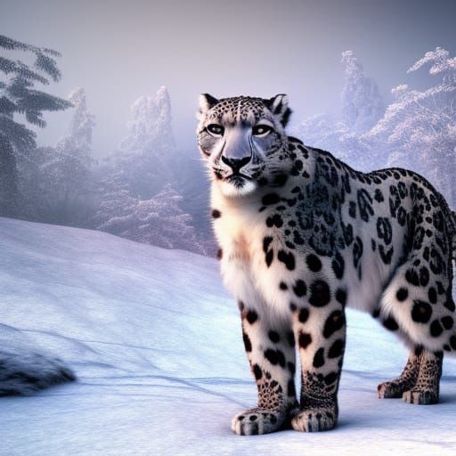 Scaly Snow Leopard in Detailed Matte Painting