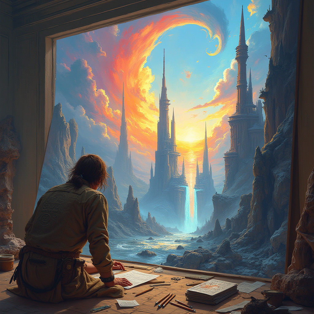 Visionary Artist Creating Futuristic Landscapes