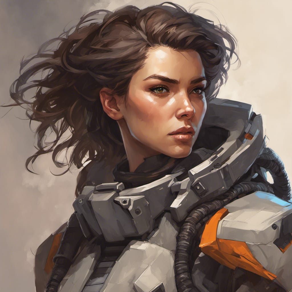 Brunette Battletech Pilot Portrait in Hyperdetailed Digital ...