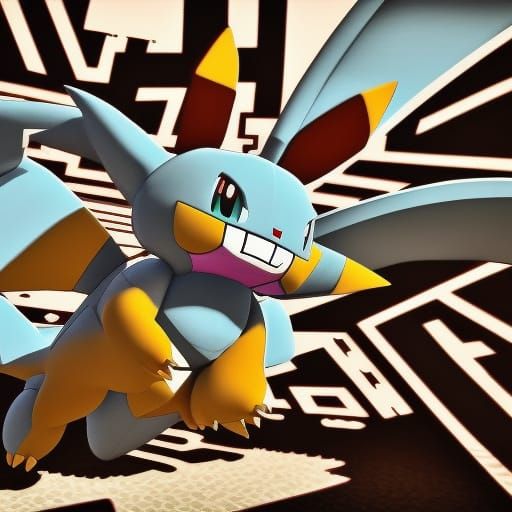 Giant Gray Pokemon Helicopter in 3D Style
