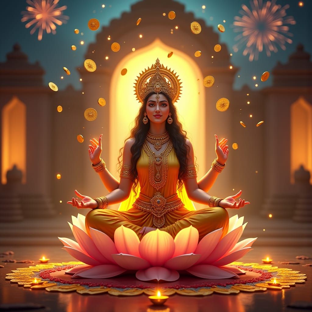 Goddess Lakshmi Blessing on Diwali Night