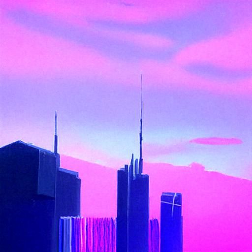 Vaporwave Cityscape in Cyberpunk Style