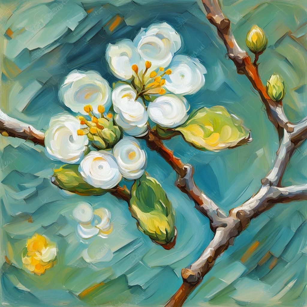 Spring Blossom in Van Gogh Style Painting