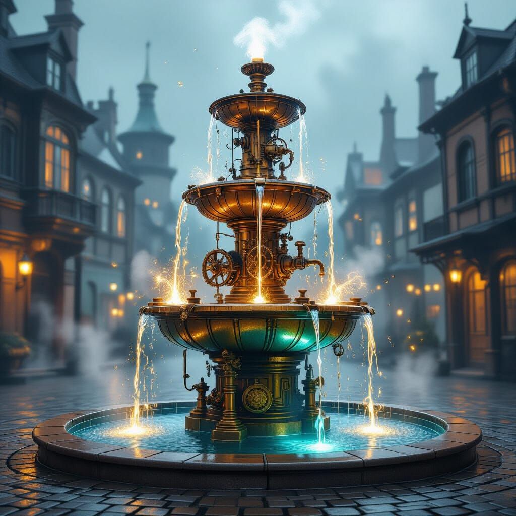 Steampunk Fountain with Liquid Light