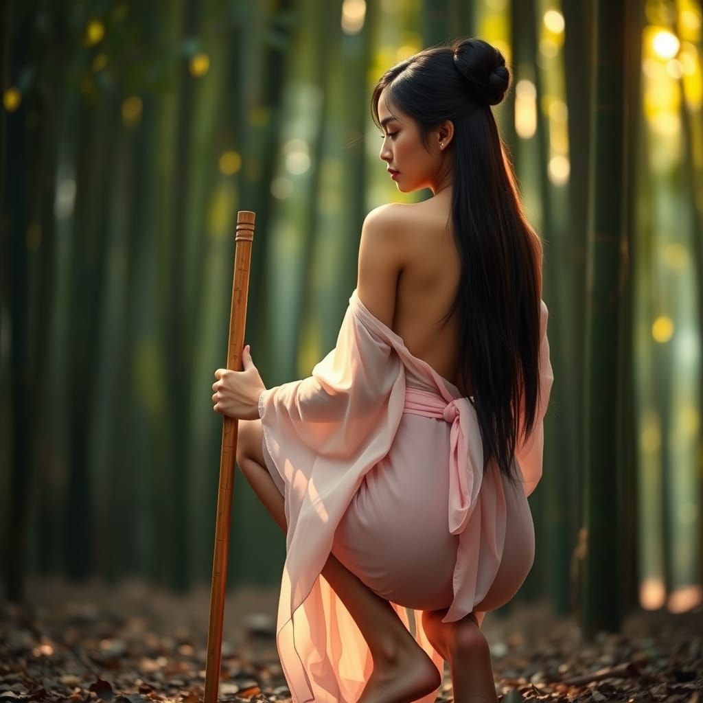 Ethereal Thai Beauty in Serene Bamboo Forest