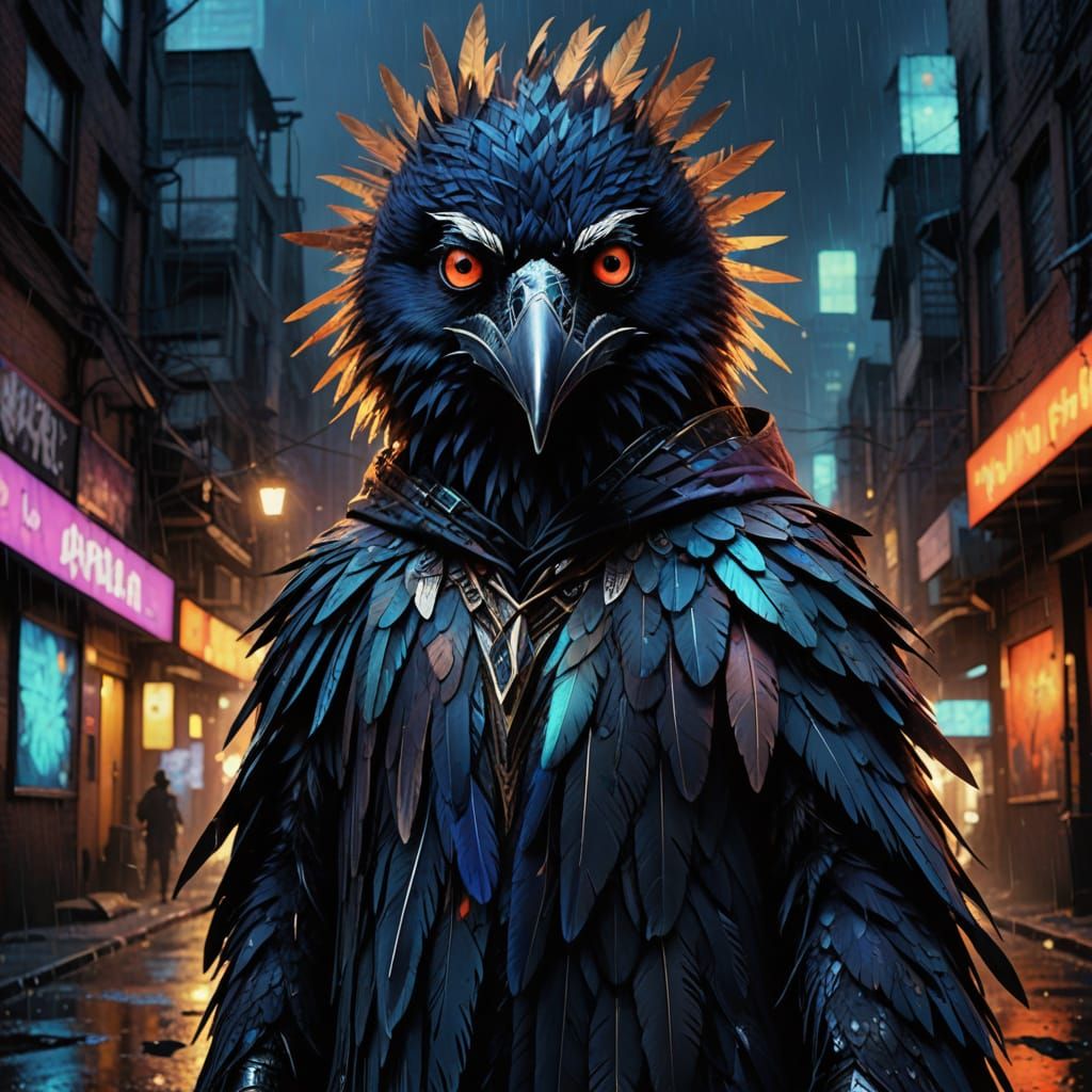 Kenku in Urban Grime: Digital Abstract Art