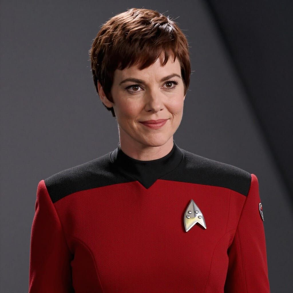 Starfleet Captain in Iconic Red Uniform