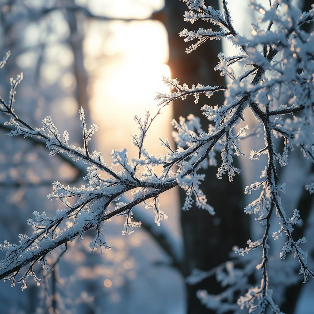 Glistening Hoarfrost Crystals in Morning Light