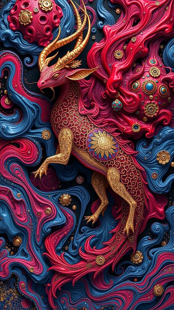 Ethereal Liquid Animals in Enamel Maximalism Style