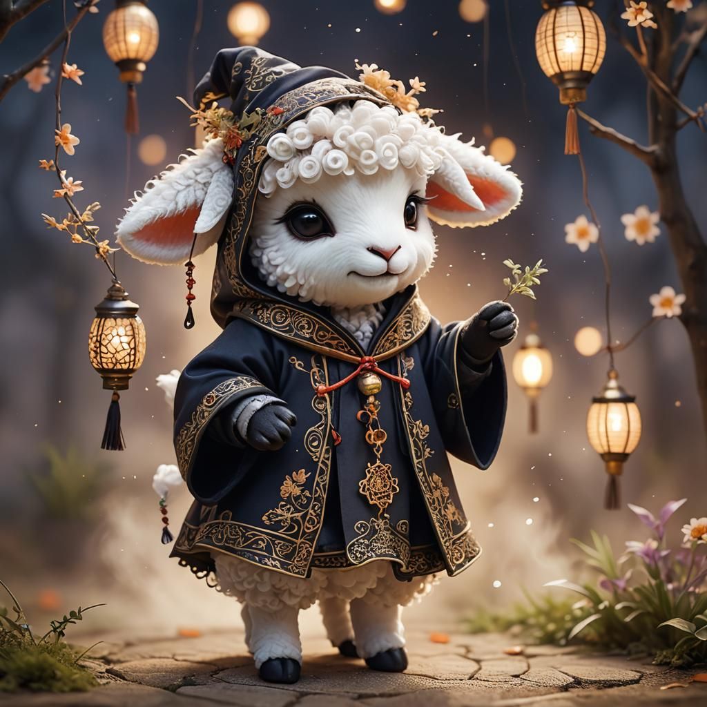 Lamb in Witch Costume, 3D Anime Style