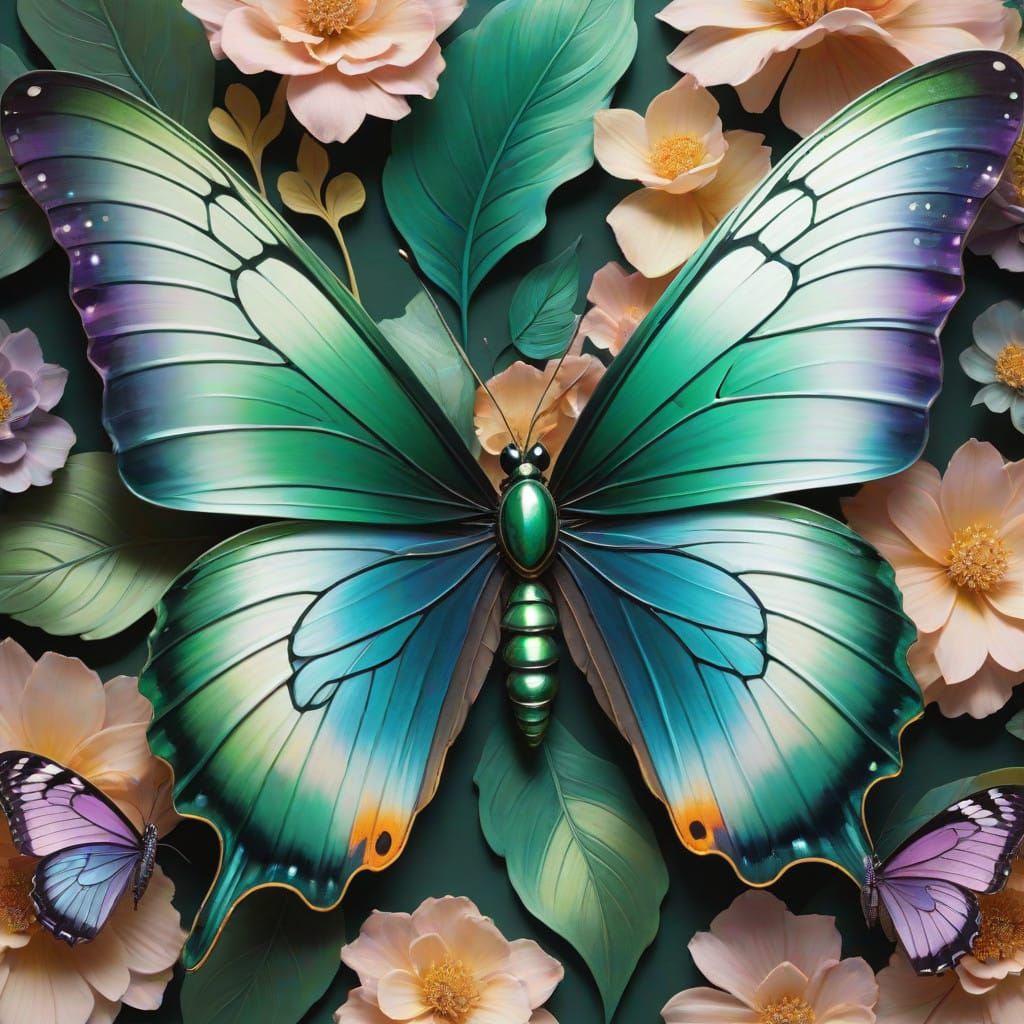 Dreamlike Garden Blooms in Vibrant, Mathematical Harmony