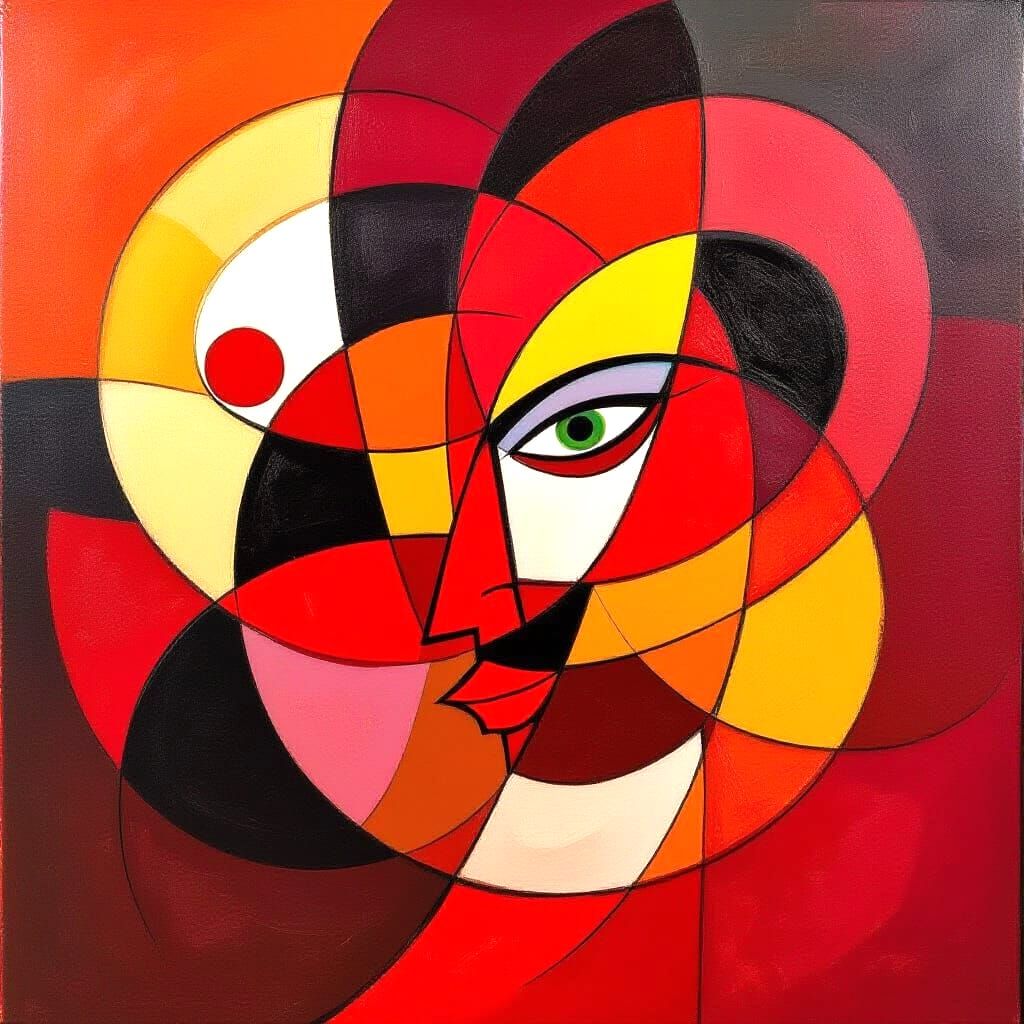 Crimson Expressionist Embrace in Red Hues