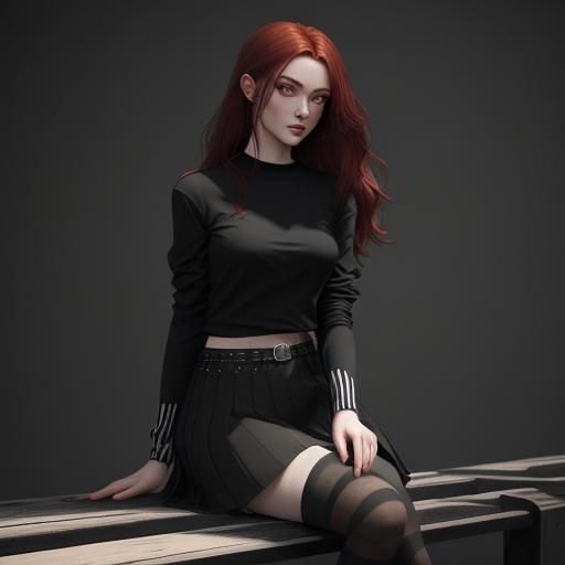 Red-Haired Girl Portrait in Detailed Matte Painting Style