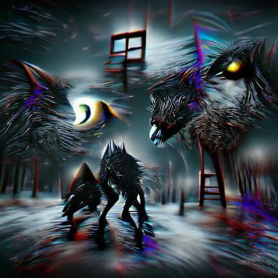 Nightmare Wolves Emerging: Dark 3D Artwork