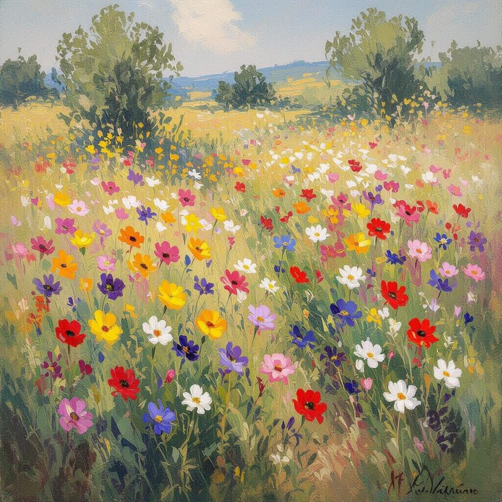 Impressionistic Wildflower Meadow in Dreamy Soft Focus