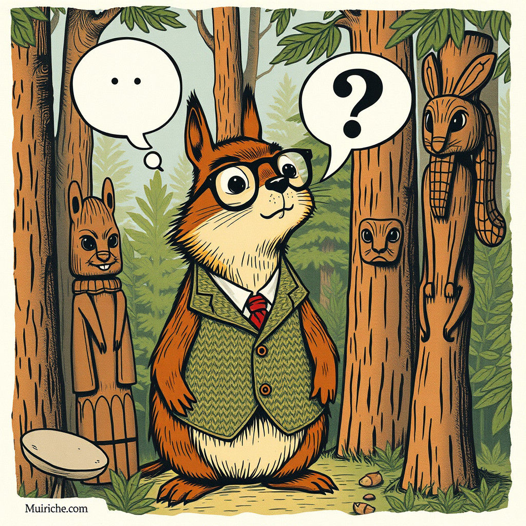 Whimsical Woodchuck Wonders in Forest, Children's Book Illus...