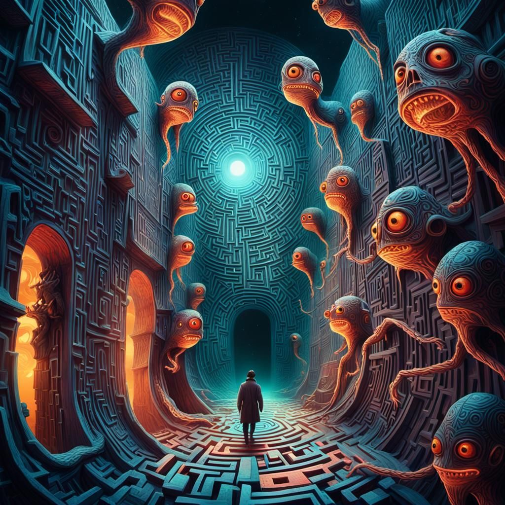 Surreal Creatures Dash Through Dreamlike Maze