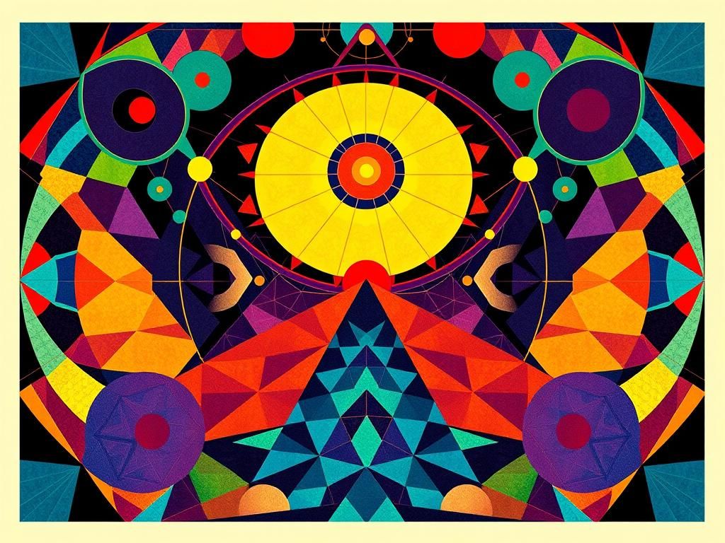 Psychedelic Art Nouveau Poster with Fractal Patterns