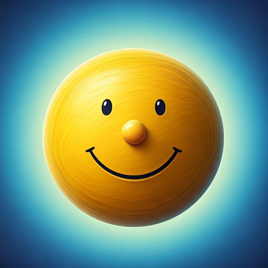 Vibrant Yellow Planet with a Cheerful Smile