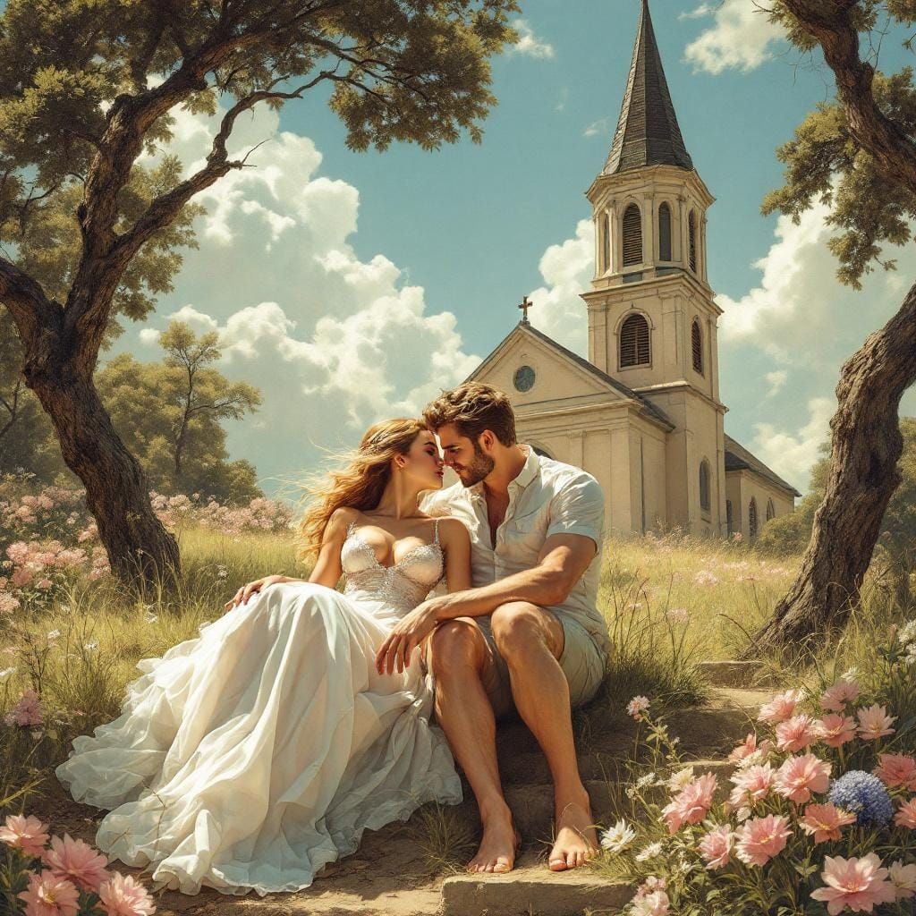 Solarpunk Family Attends Church in Pin-Up Style