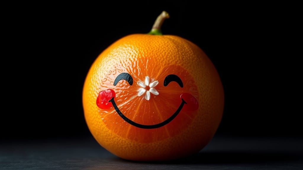 Vibrant Grapefruit with a Cheerful Hand-Painted Smile