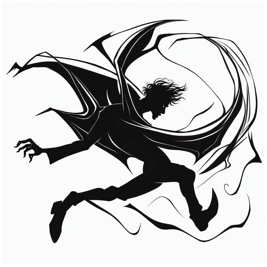 Violent Shadow Vampire in Surrealist Ink Drawing