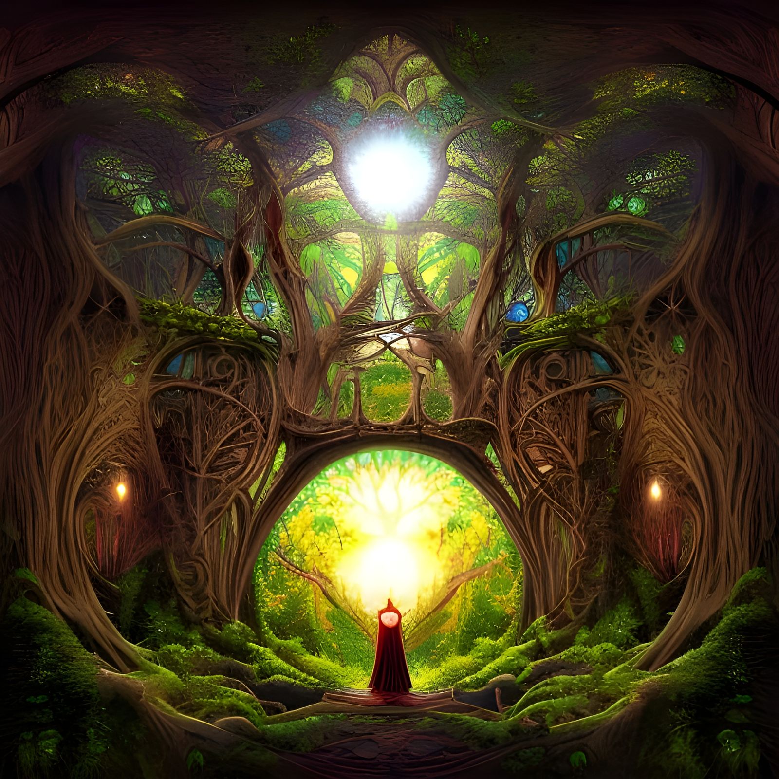 Sacred Geometry Enchanted Forest Digital Art