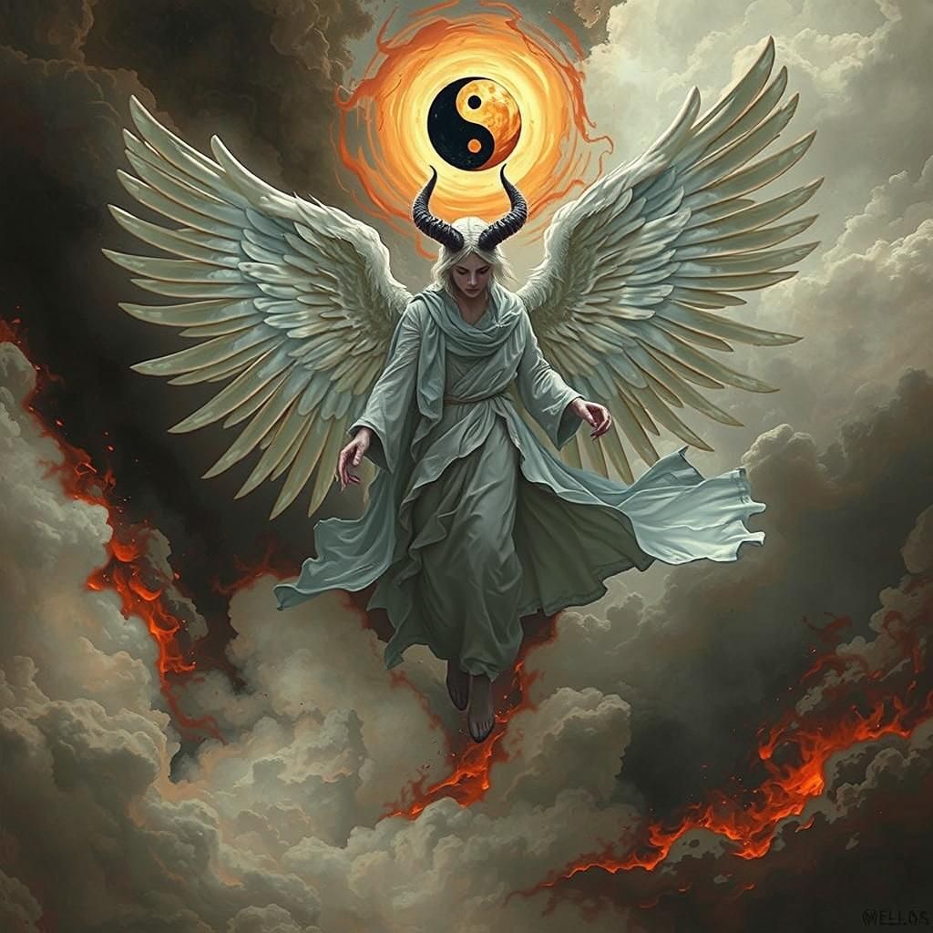 Good vs Evil: A Surrealist Landscape of Duality