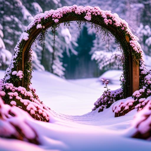 Snow Roses on Forest Bridge: 4K Photography