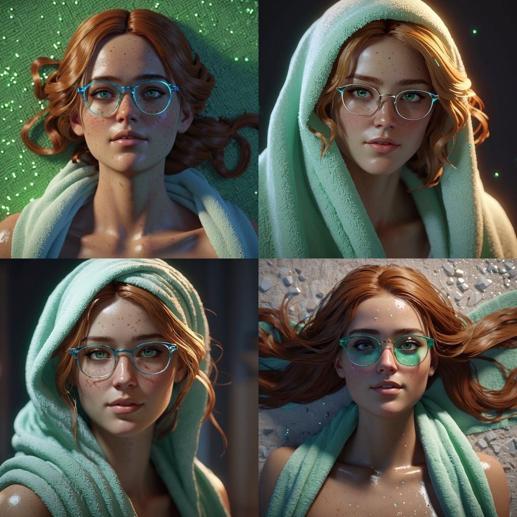 Beautiful Woman with Freckles and Flowing Hair