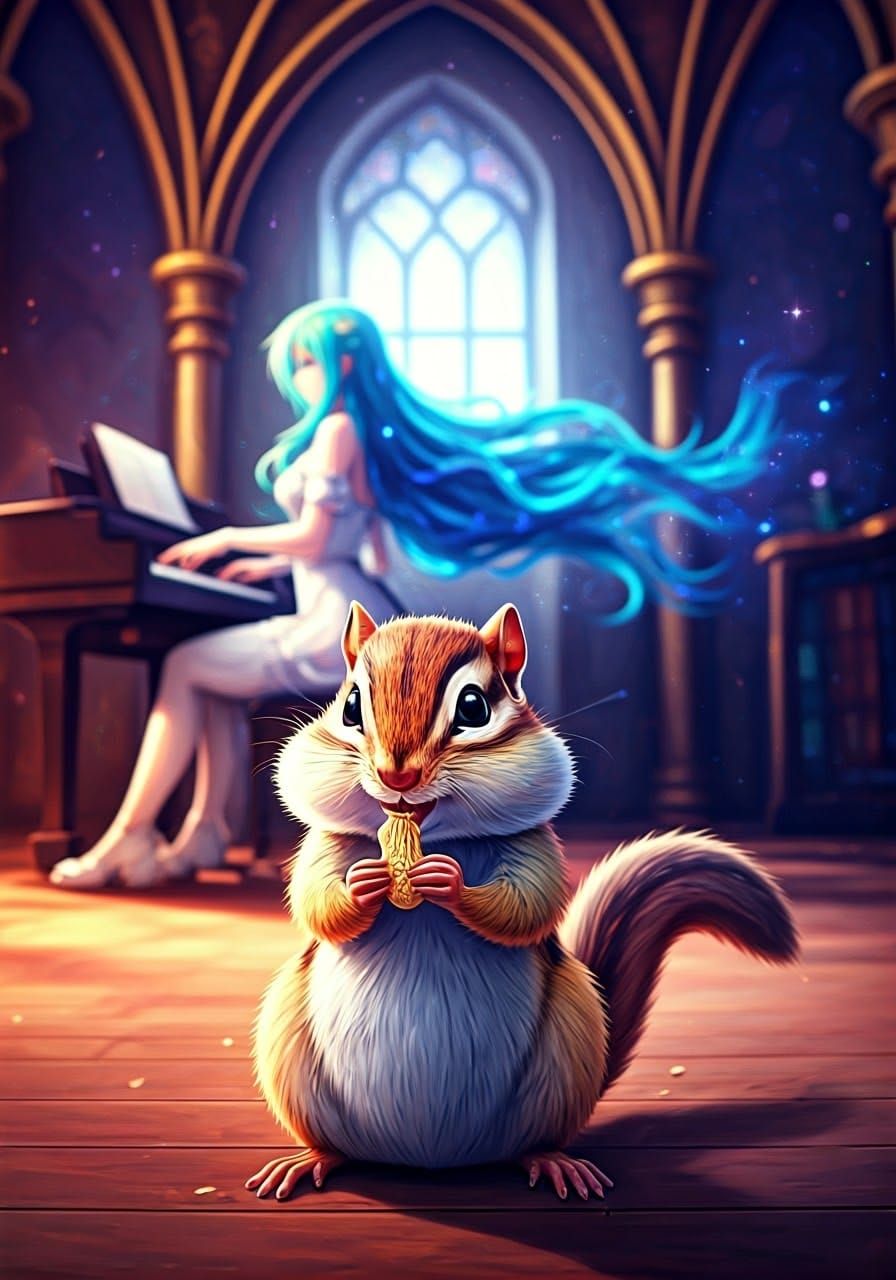 Chipmunk in Fantasy Classroom, Digital Art