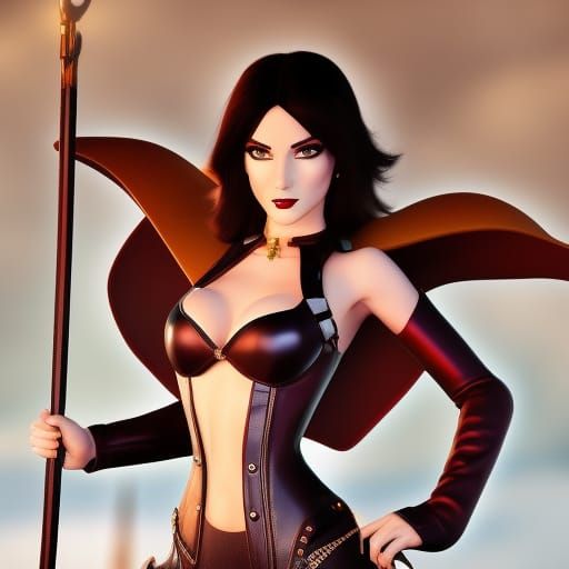 Demon Heroine in Retro Western Animation Style