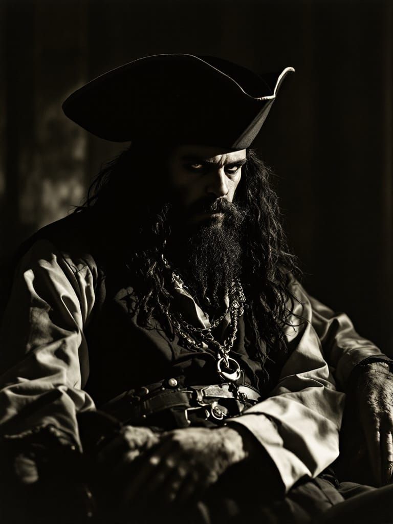 Blackbeard Portrait in Dramatic Chiaroscuro Lighting