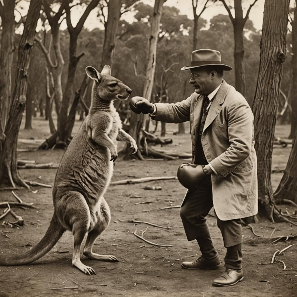 Theodore Roosevelt's Boxing Match with a Kangaroo