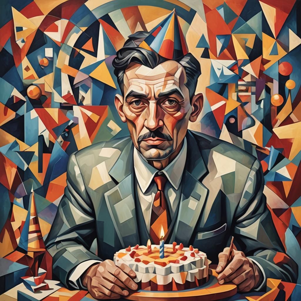 Cubist Birthday Man Celebrates 50 Years