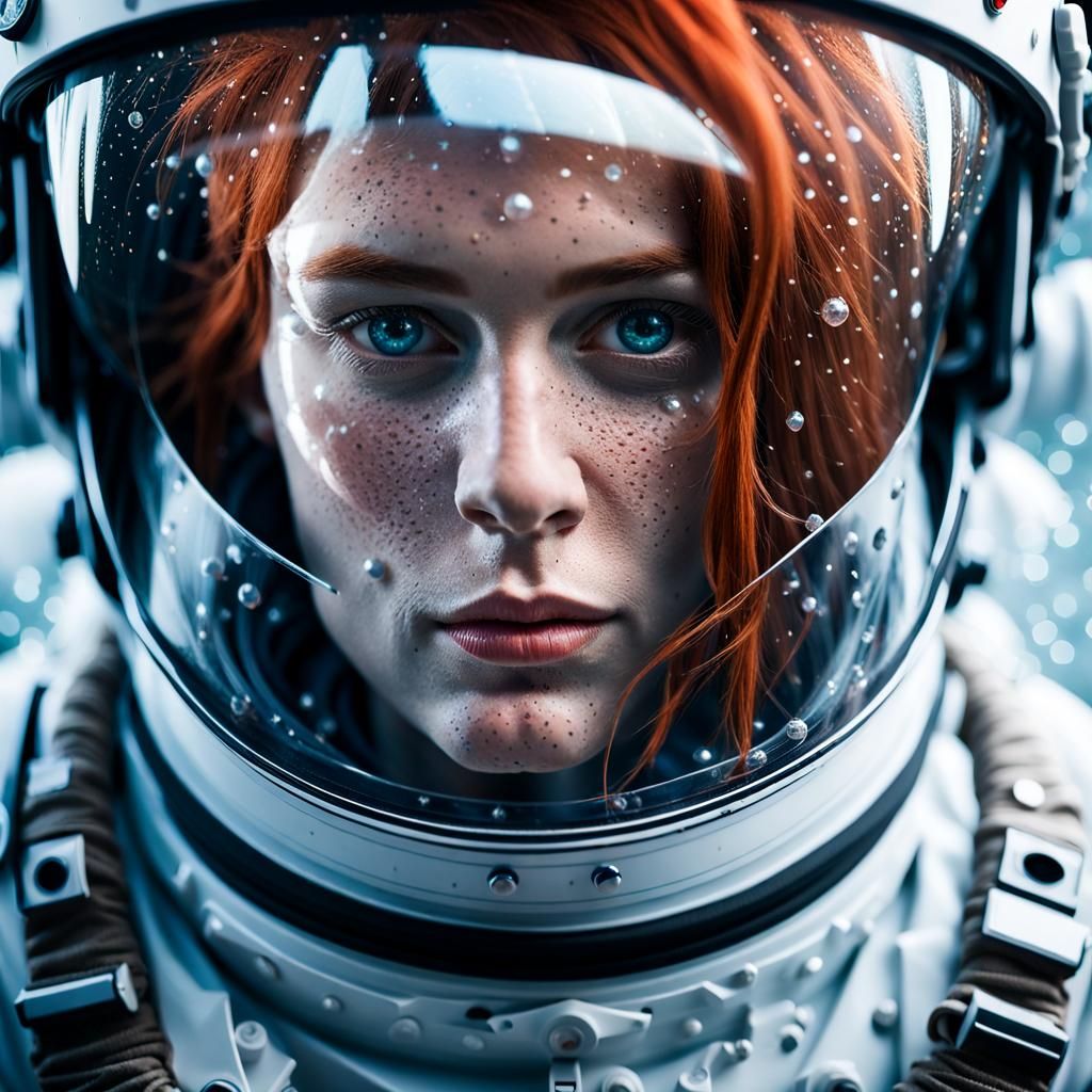 Astronaut's Dew-Kissed Helmet on Misty Planet