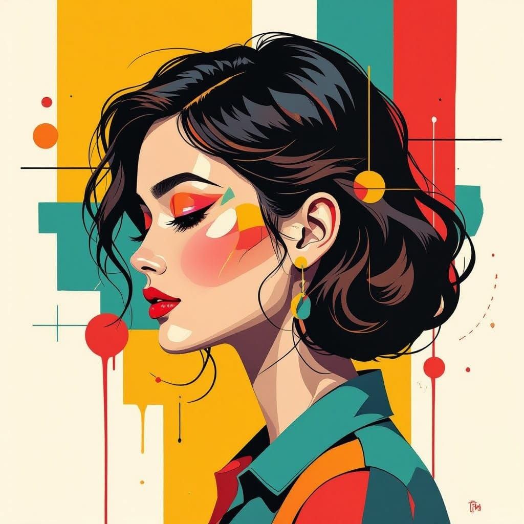 Vibrant Street Art Portrait in Dynamic Composition