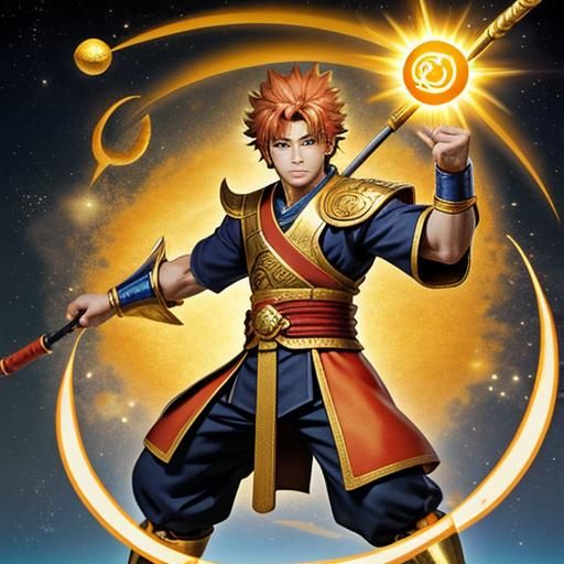 Sun Wukong Inspired Character with Golden Staff
