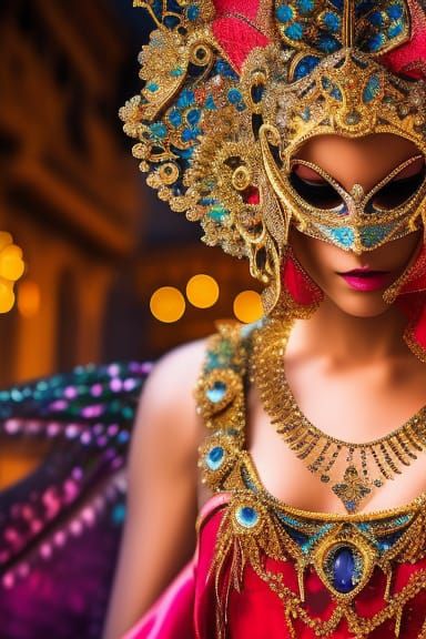 Masquerade Ball Portrait in Baroque Style