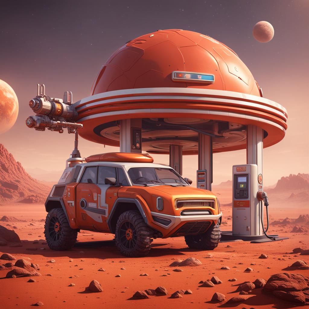 Gas Station on Mars: Space Car Refueling