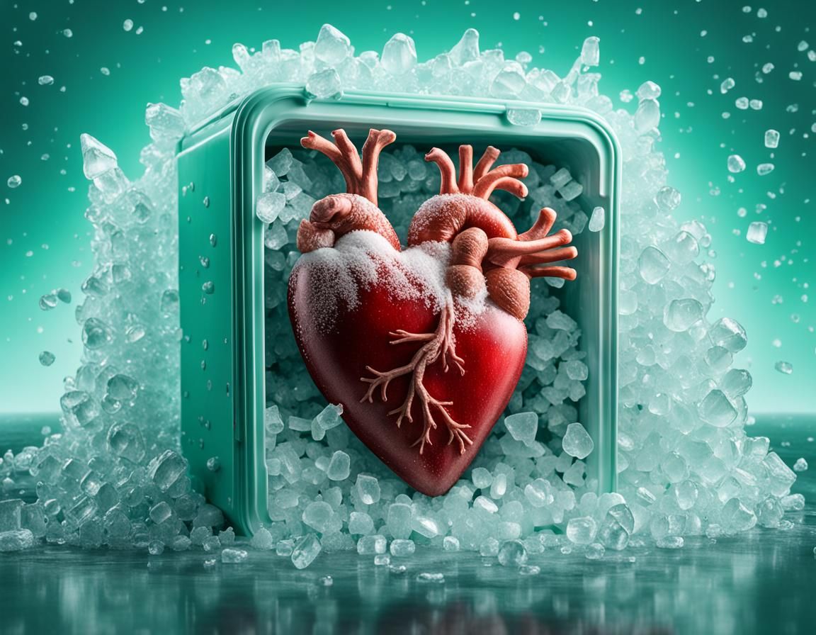 Icy Heart in Retro Freezer: Detailed Matte Painting