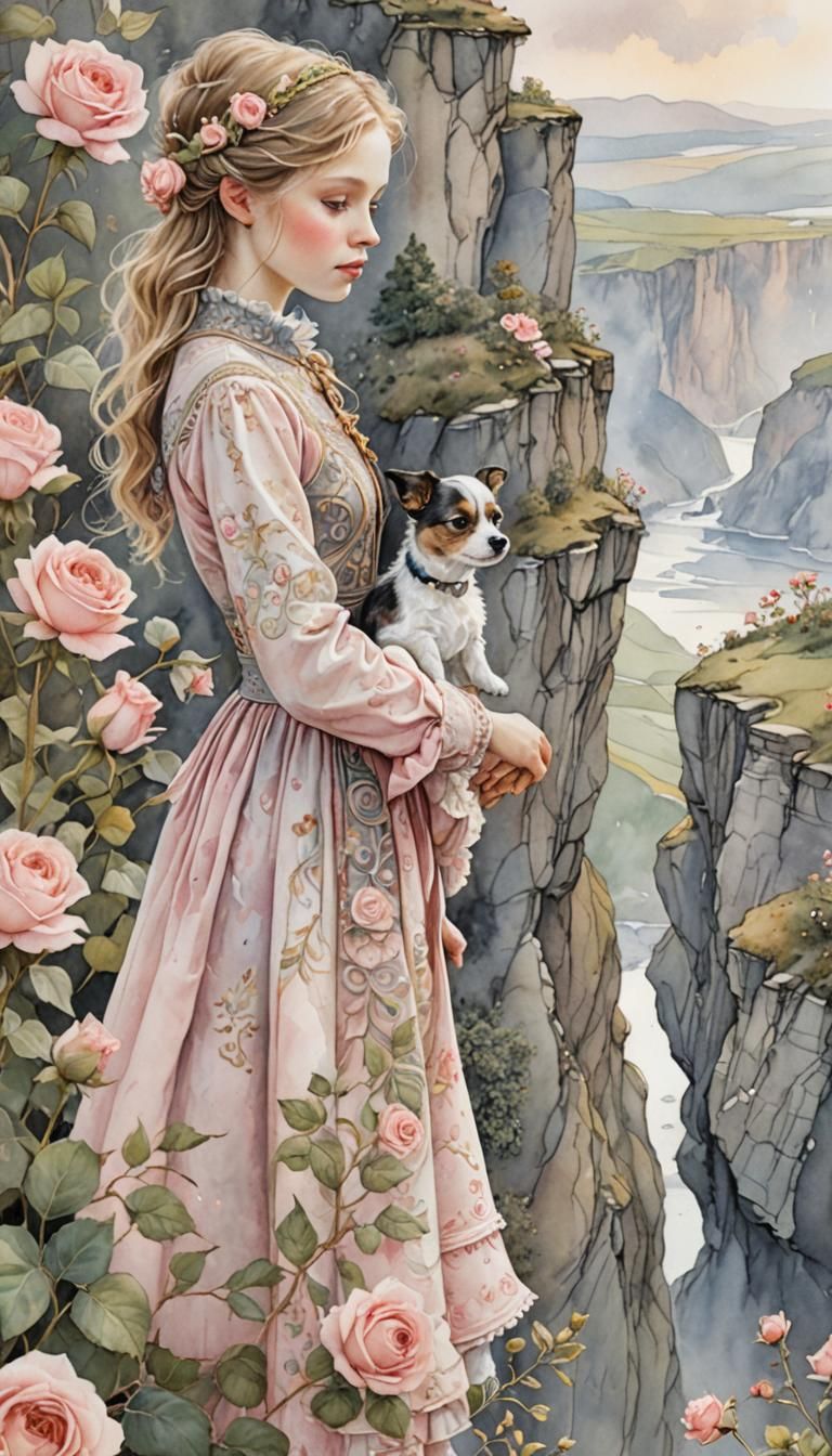 the Tarot card The Fool, hyperdetailed, sketch, pink and gre...