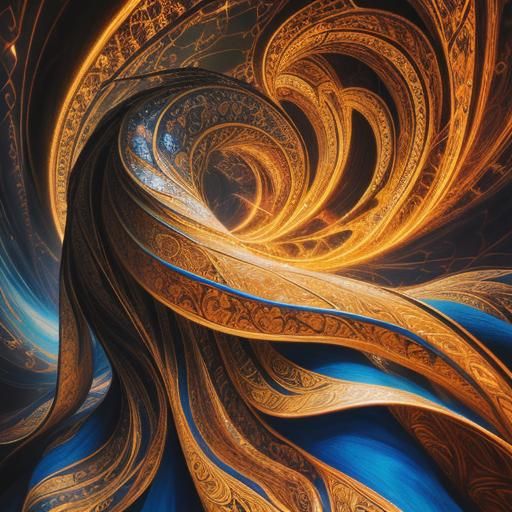 Psychedelic Fractal: Surreal Abstract Calligraphy in Oil